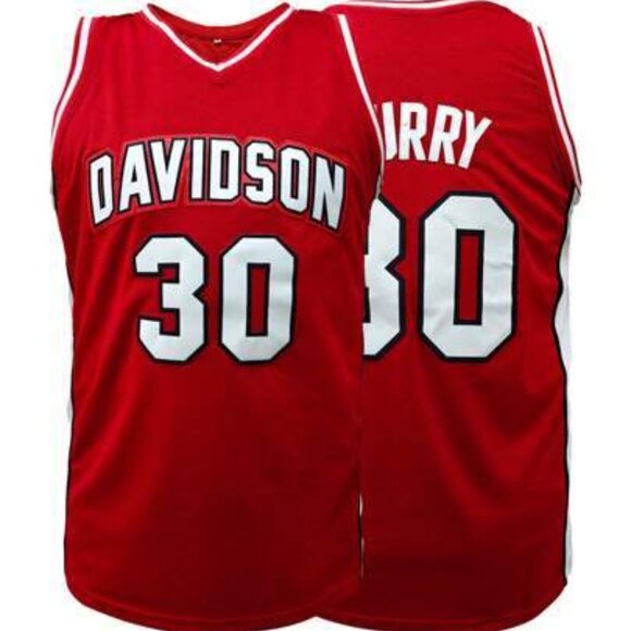NEW Steph Curry Davidson Wildcats Jersey Men's Large Red & White - Picture 1 of 3
